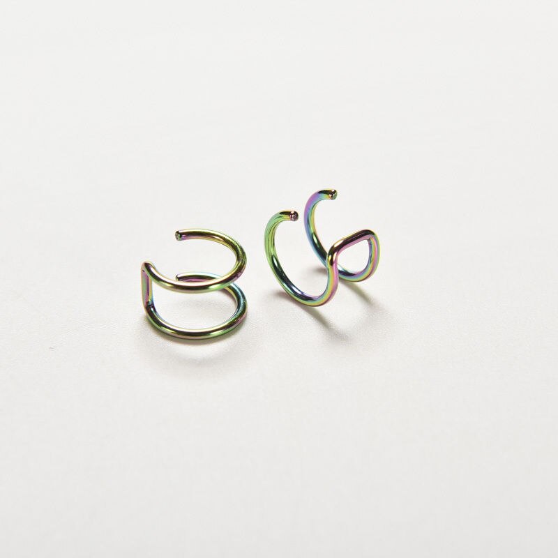 Edelstahl Doppel-Und Doppel Schleife Ohr Manschette Clip Auf Ohrring Tragus Knorpel Nicht durchbohren Verschluss Ringe Gefälschte Keine durchbohren