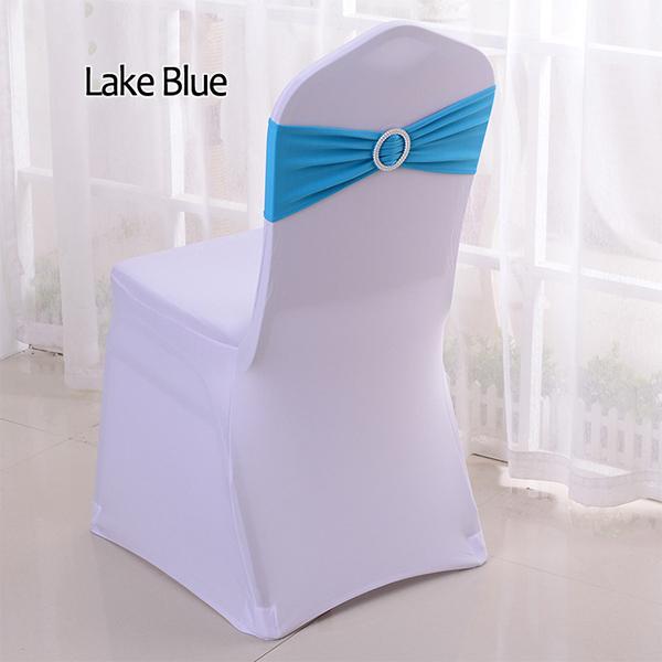 31 50 sztuk/partia Stretch Lycra elastan pokrowce na krzesła zespoły z klamrą suwak na dekoracje ślubne hurtownia krzesło: Lake Blue