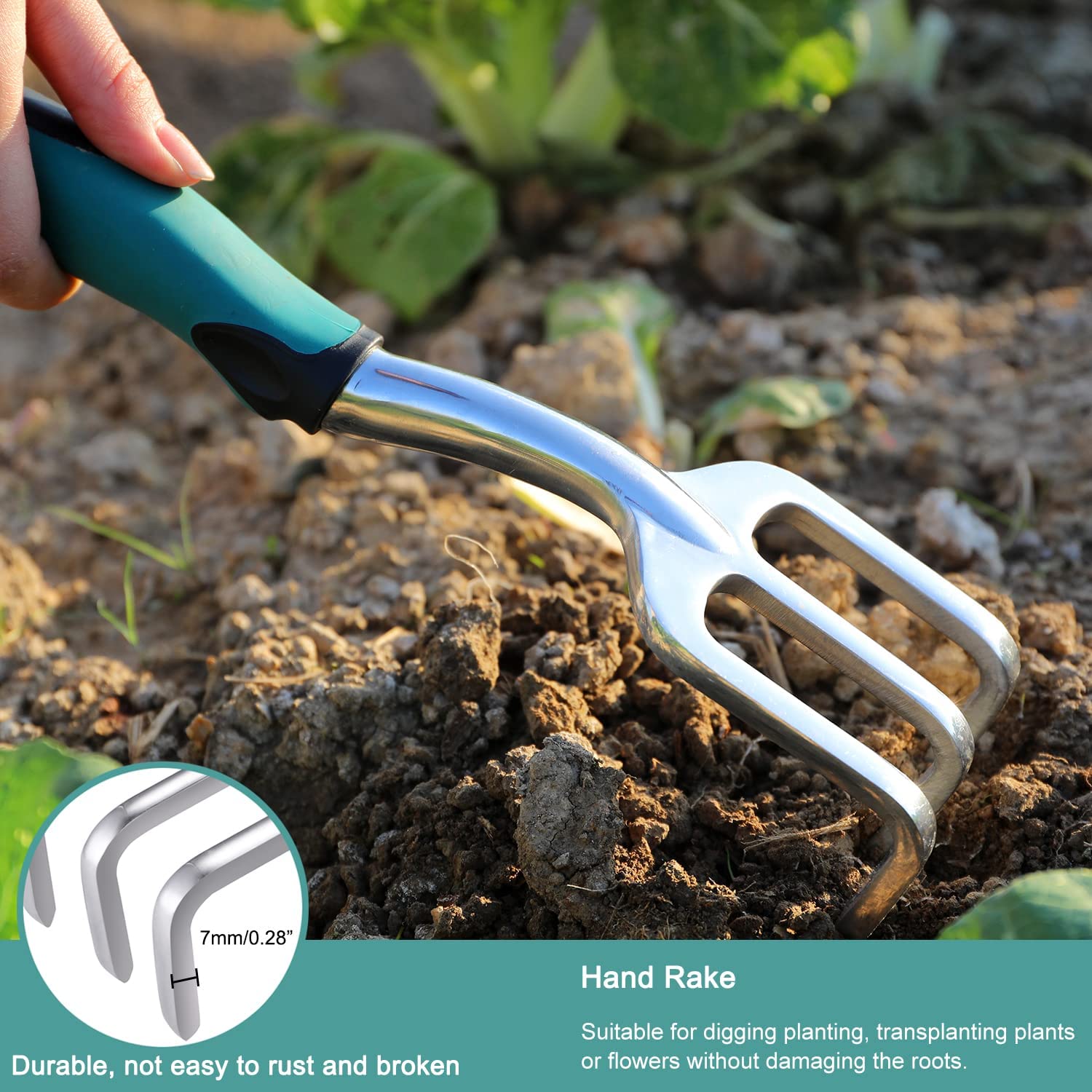Haom Garden Tool Hand Trowel Bonsai Shovel Rake,Cultivator,Weeder Tools With Ergonomic Handle,Garden Lawn Farmland Transplant