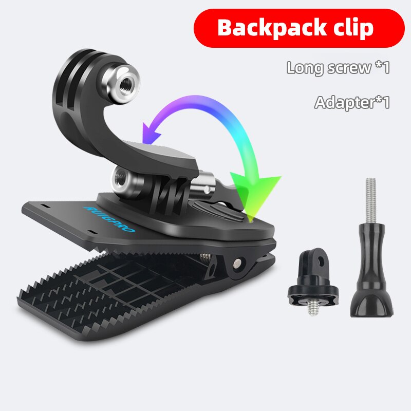 JINSERTA, Clip para mochila de rotación de 360 grados para GoPro Hero 7 6 5, pinza mochila para portátil para DJI OSMO ACTION, SJCAM, Xiaomi yi: Set2