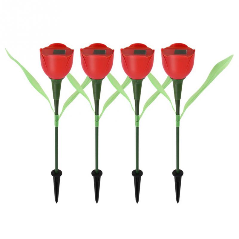 8 farger utendørs hage solcellelys solcelledrevet led tulipan hjemme plenlampe landskap natt blomsterlampe 1pc: Rød
