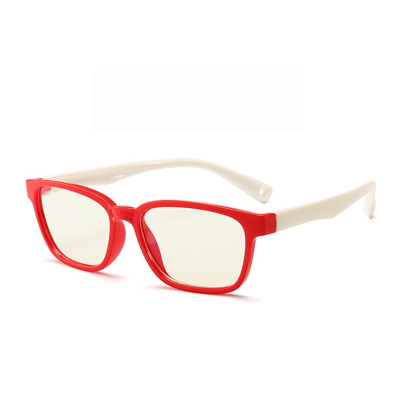 Børn anti blåt lys briller drenge piger læsebriller blødt silikone stel sikre læsebriller til computer telefon  uv400: Rød hvid