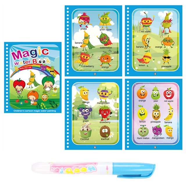 Interesante cuadro al óleo de tela que adorna el libro para colorear con agua, dibujo de grafiti de dibujos animados, bolígrafo mágico, tablero de dibujo, juguete: O