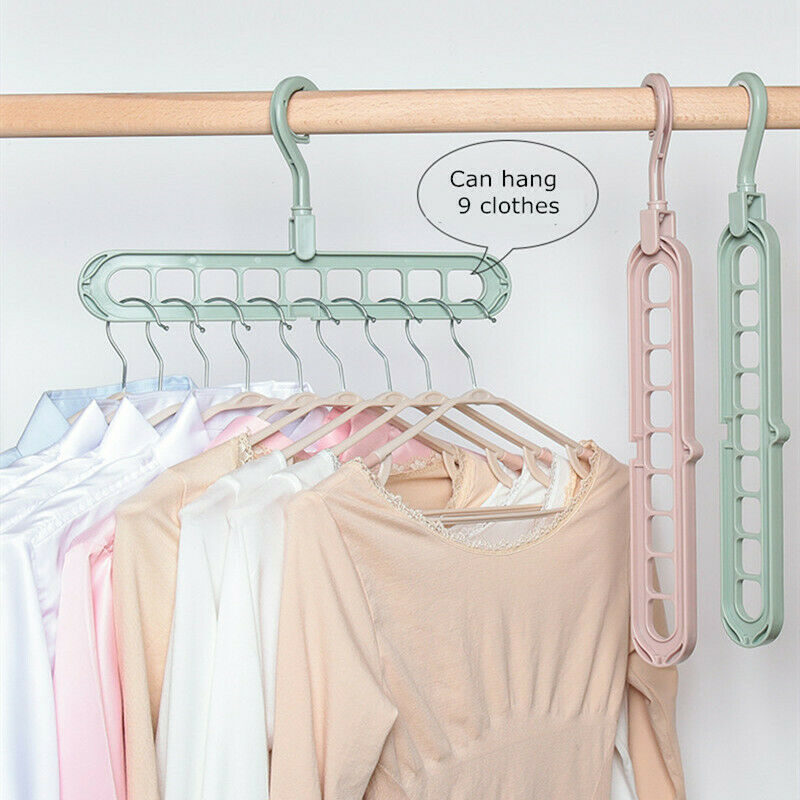 9 Holes Multi-fuction Wonder Closet Space Saver Organizer Rotatable Plain Colour Clothing Storage Magic Hanger