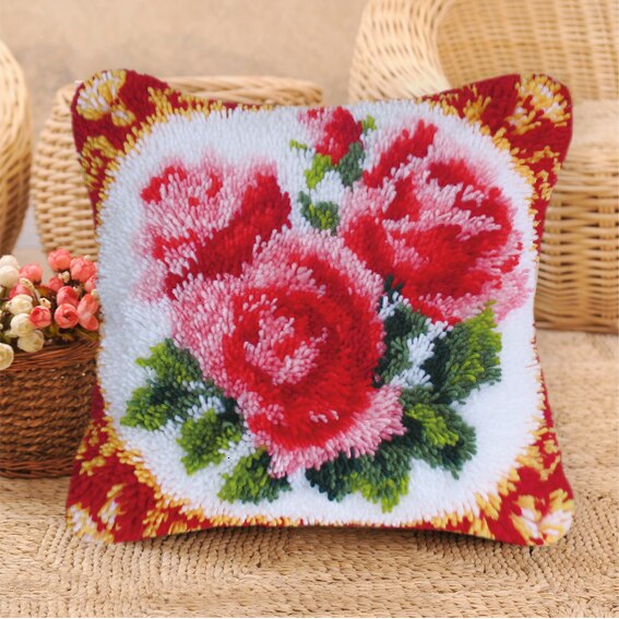 Latch Hook Flower Kits Do It Yourself Embroidery Knooppakket Latch Hook Pillow Borduurpakket Kussen Embroidery Package Pillow