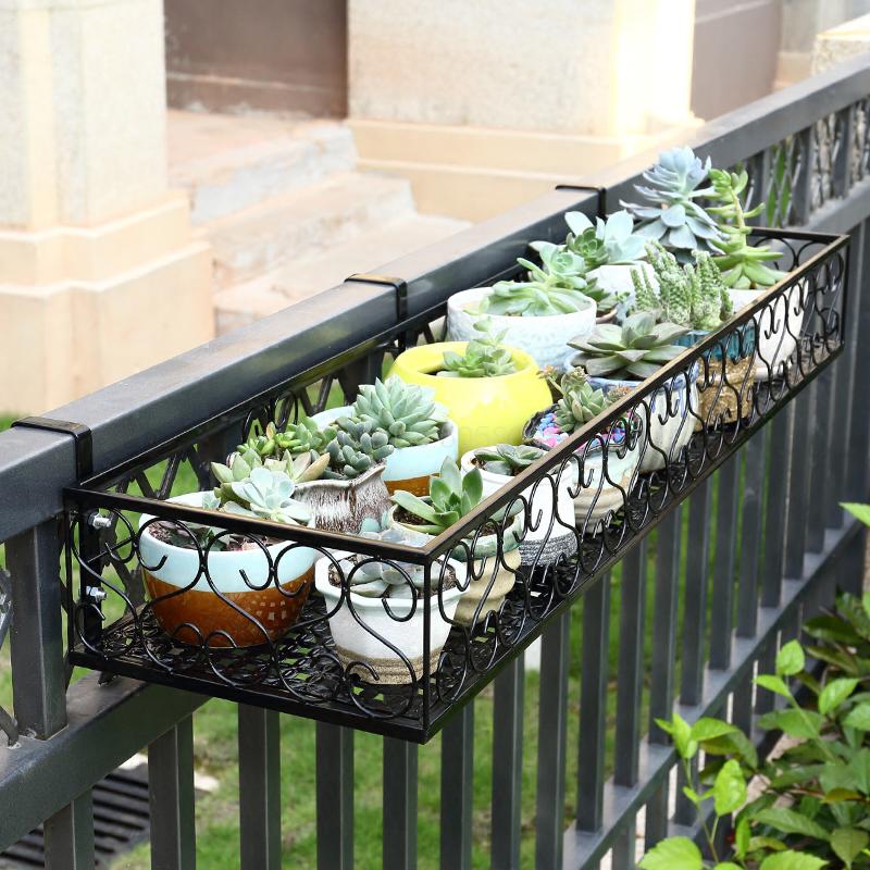 Balcony Flower Rack Hanging Iron Flower Rack Household Guardrail Flower Pot Hanging Rack Multi-meat Balustrade Flower Rack Indoo