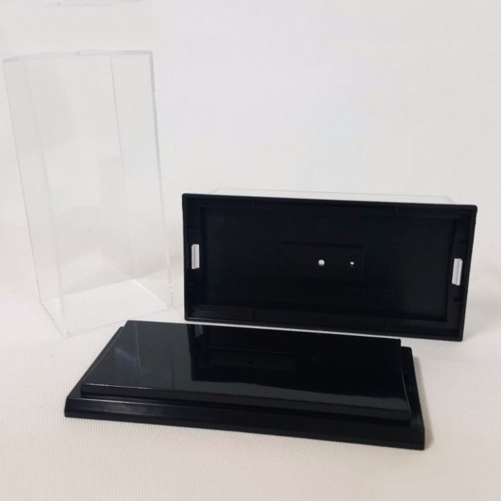 Klar akryl vitrin perspex box 10cm l plast vit bas dammtät