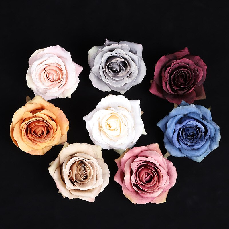 30 stk kunstige blomster silke roser hoved julepynt til hjemmet bryllup dekorative planter kranse brude tilbehør: Blande