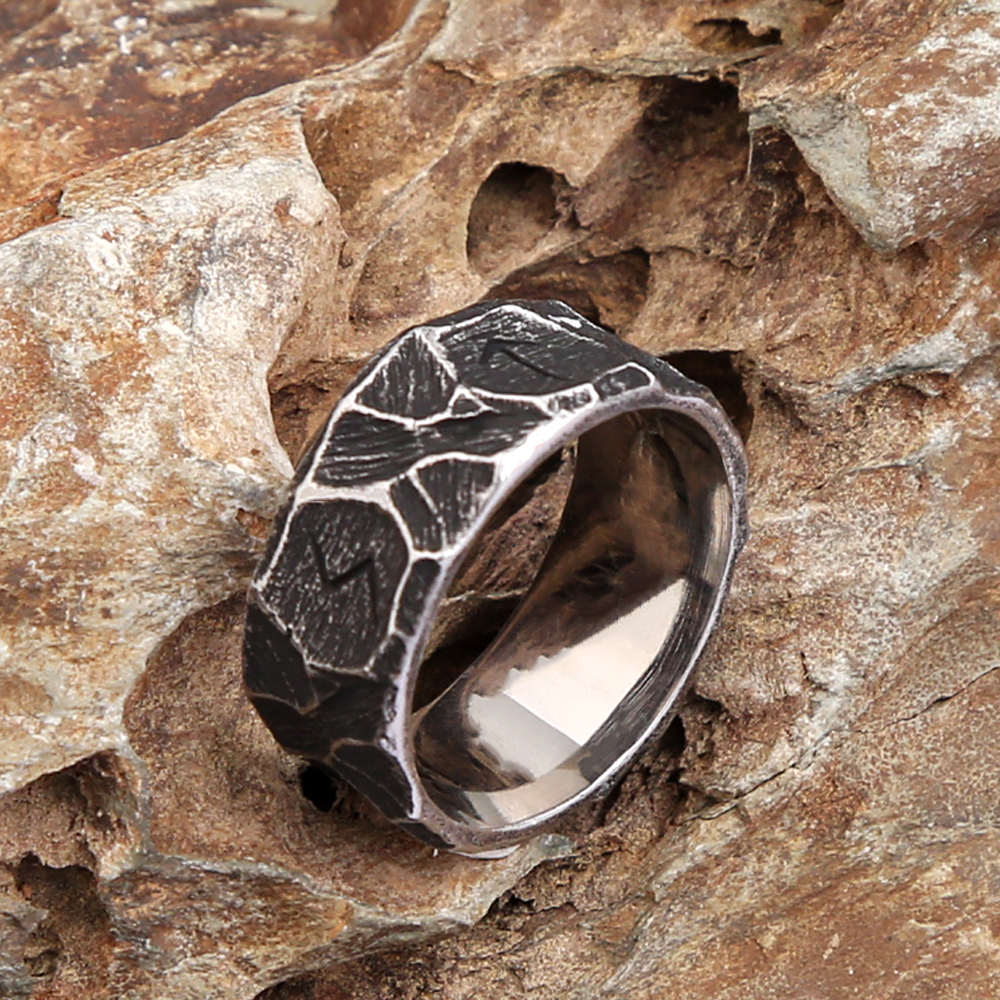 Bagues Rune Viking nordique Vintage en acier inoxydable pour hommes et femmes, Punk motard Couple amulette, bijoux , directe