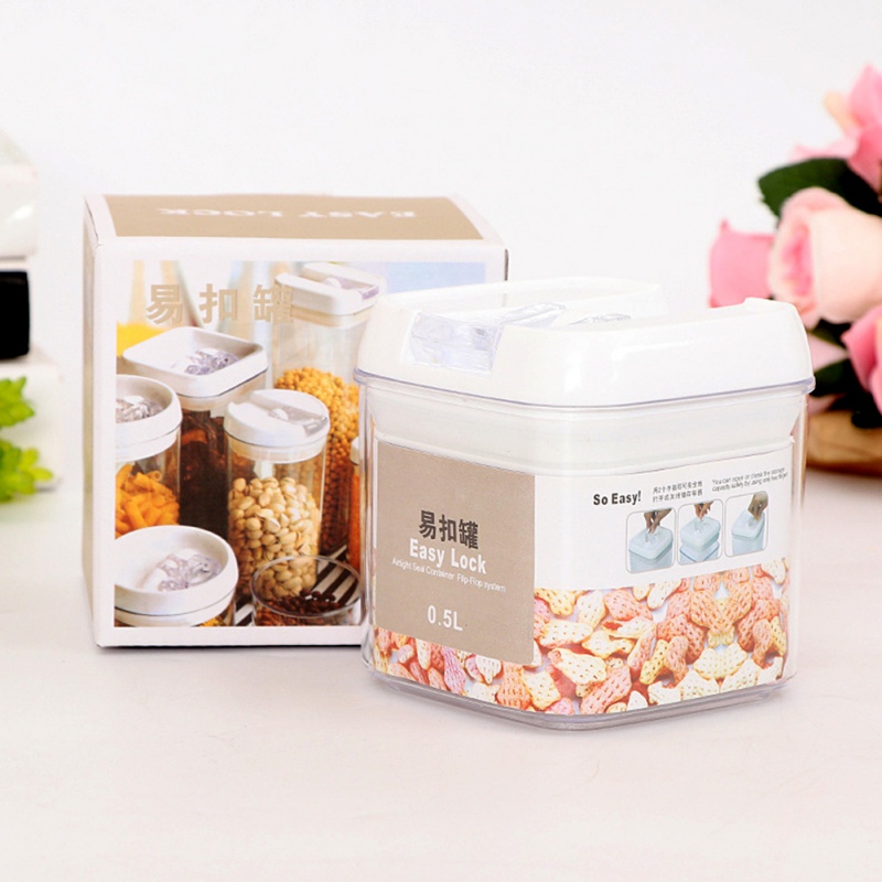 Food storage container Acrylic kitchen storage box multigrain storage jar transparent sealed cans easy to buckle Multi-capacity: B