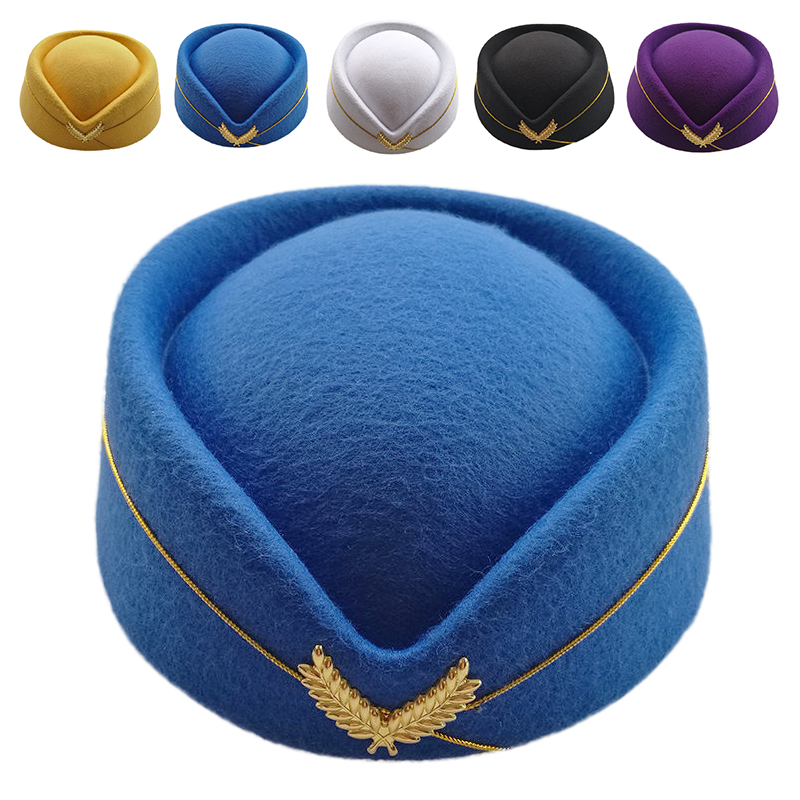 Huopa lentoemäntä hattu juhla cosplay villa lentoemännät baretti hatut lentoyhtiö seksikäs muodollinen univormu lippalakit asuste