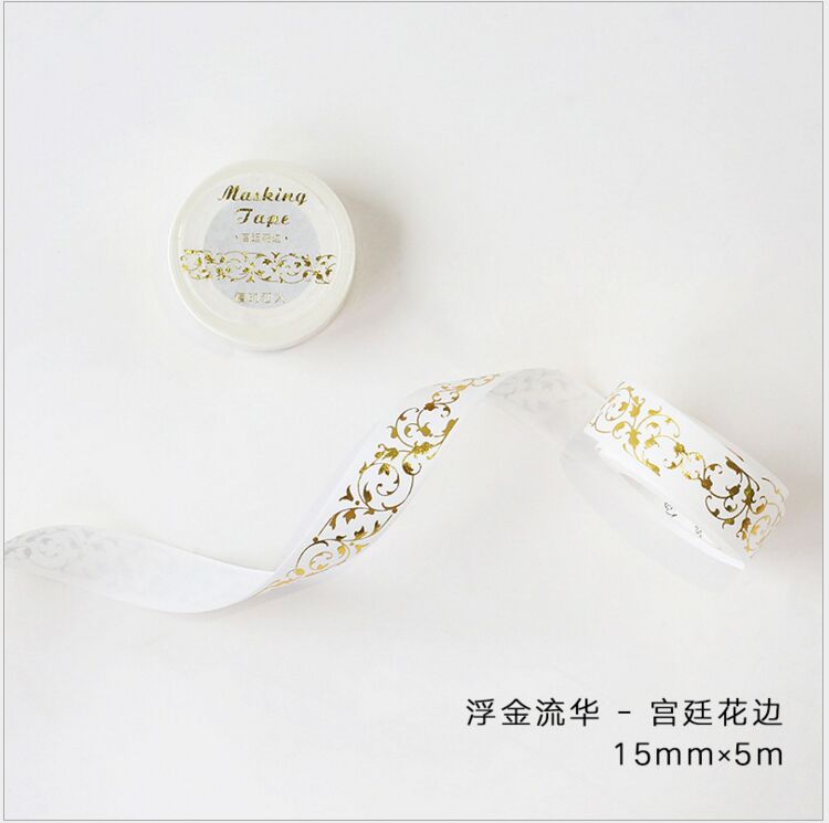 Vintage gold stamping interstellar orbit flower lace border magic totem antlers Washi Tape DIY Planner Scrapbooking Masking Tape: palace flower lace