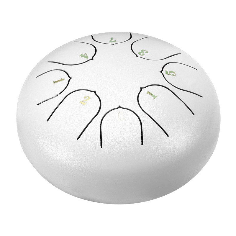 Tong Drum 6 Inch 8 Tune Staal Hand Pan Drum Tank Drums Met Drumsticks Draagtas Slaginstrumenten Handpan: White