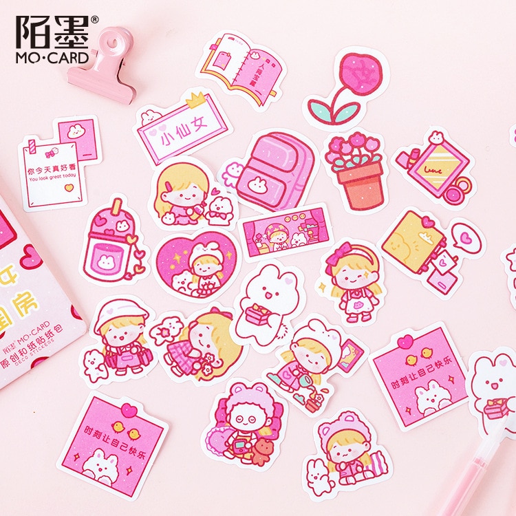 40 stuks/pak konijnengroep briefpapier stickers afdichtingslabel reissticker scrapbook dagboek planner albums decoraties doe-het-zelf
