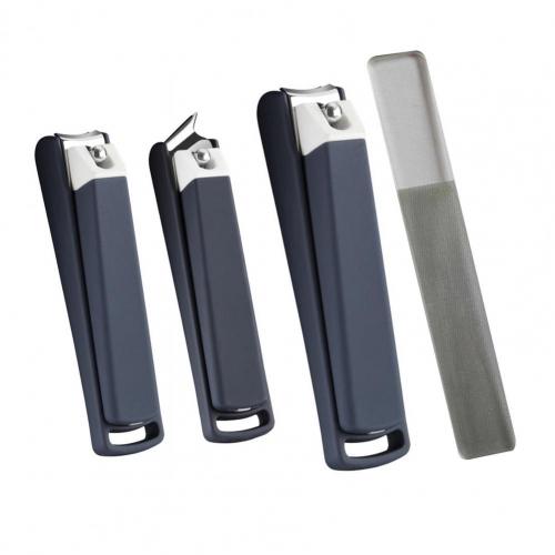 Effortless Clipping Washable Stainless Steel Fingernail Clippers Set with Nail File Manicure Tools:  Blue