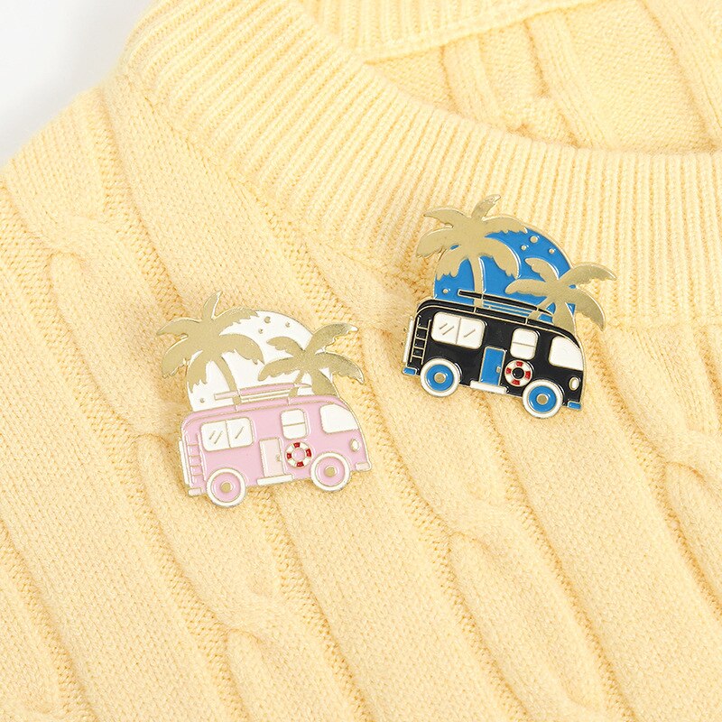 Broche de voiture en alliage pour femme, épingles en émail, voiture, Bus, voyage, , paysage, amour, , Badge, bijoux