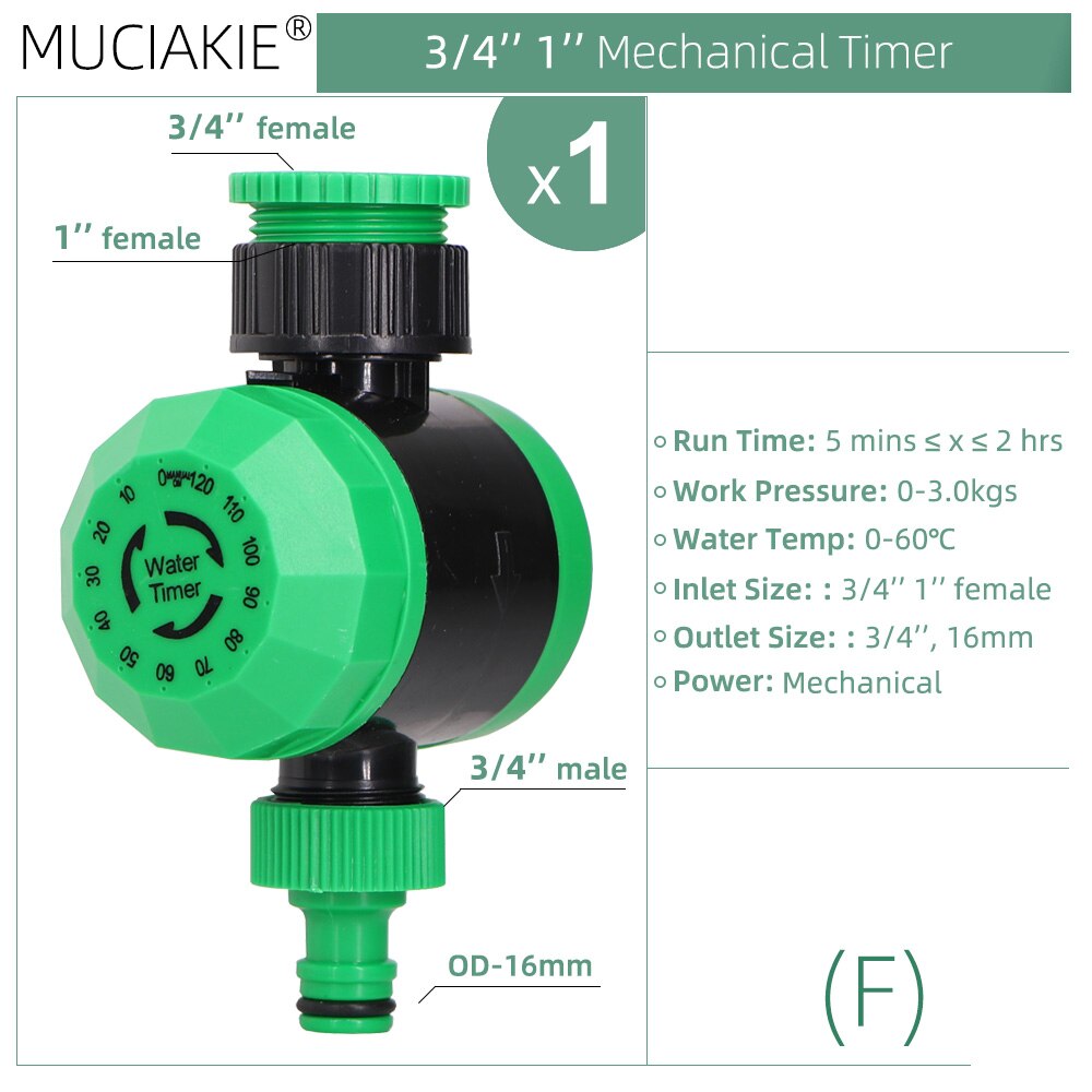 Smart Home Garden LCD Display Watering Timer Automatic Electronic Controller 1/2&amp;3/4'' Drip Irrigation Greenhouse: F