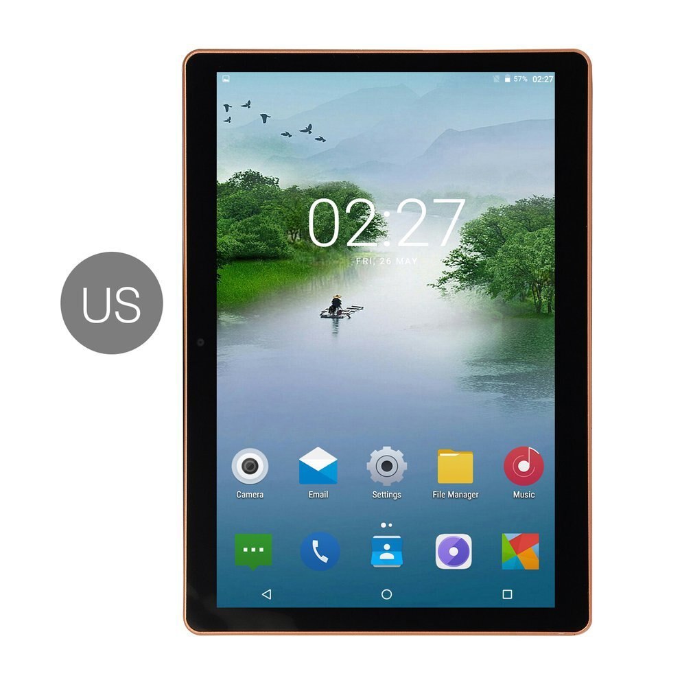 10.1 Inch Ips Scherm Android 8.0 Tien-Core Tablet Pc 1Gb + 8Gb Dual Sim-kaart Slots 3G Telefoongesprek Met Gps Fm (Us Eu Uk Au): Black US