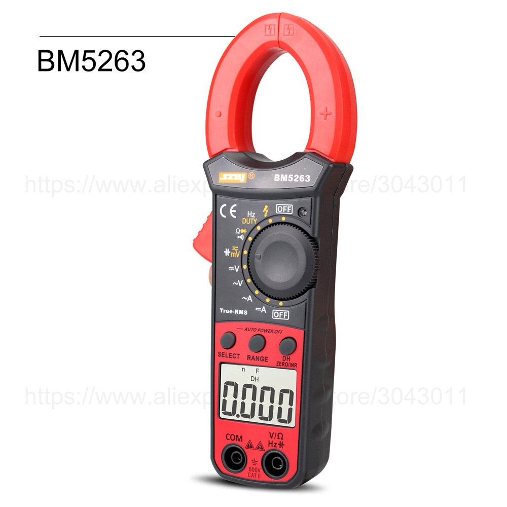 Multifunctional Digital Clamp Meter Multimeter DC/AC Resistance Continuity Diode NCV Tests Electrician tools 1999/3999 Counts: BM5263