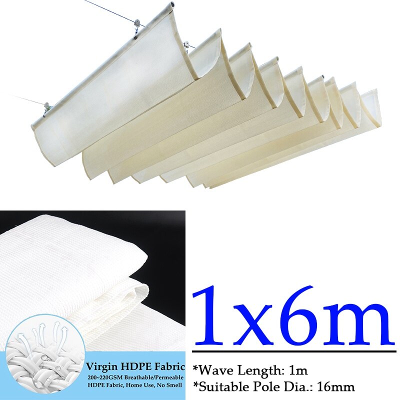 Width 1M HDPE Telescopic Wave Sun Shade Net Balcony Terrace Sun Shelter Garden Pergolas Canopy Outdoor Swimming Pool Awning: White x1x6m