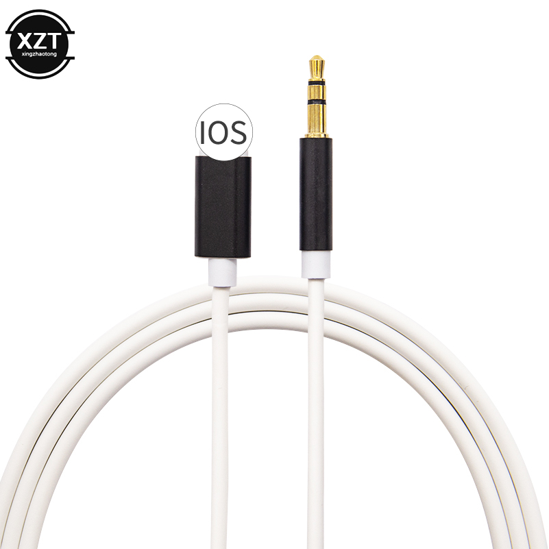 Für Blitz auf 3,5mm Buchse Auto-Audio-Kabel für iPhone 14 13 12 7 8 x Adapter Audio-Übertragung Stecker auf Stecker Aux-Kabel 1m Kopfhörer: Grey