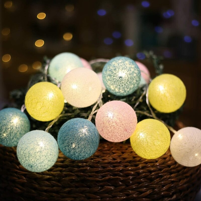 Baumwolle Ball LED Lichterketten 20 LEDs Batterie Betrieben Und USB Powered für Ostern Halloween Weihnachten Partei Wohnkultur