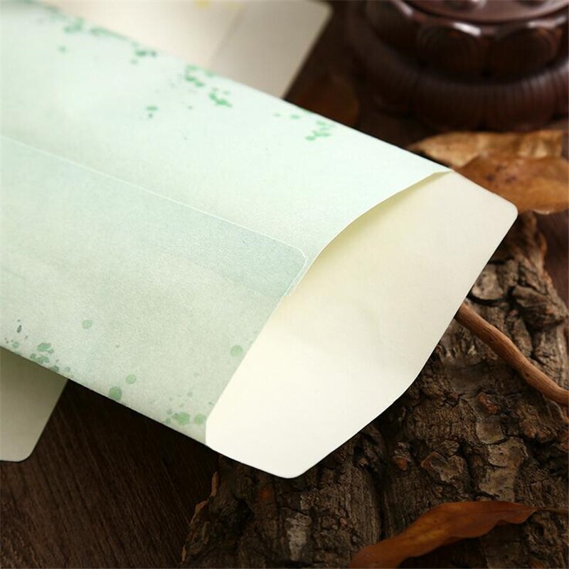 6 unidades/juego de papel de carta y sobre Vintage pintura china flor de loto flores para manualidades sobre papel de cartas de invitación