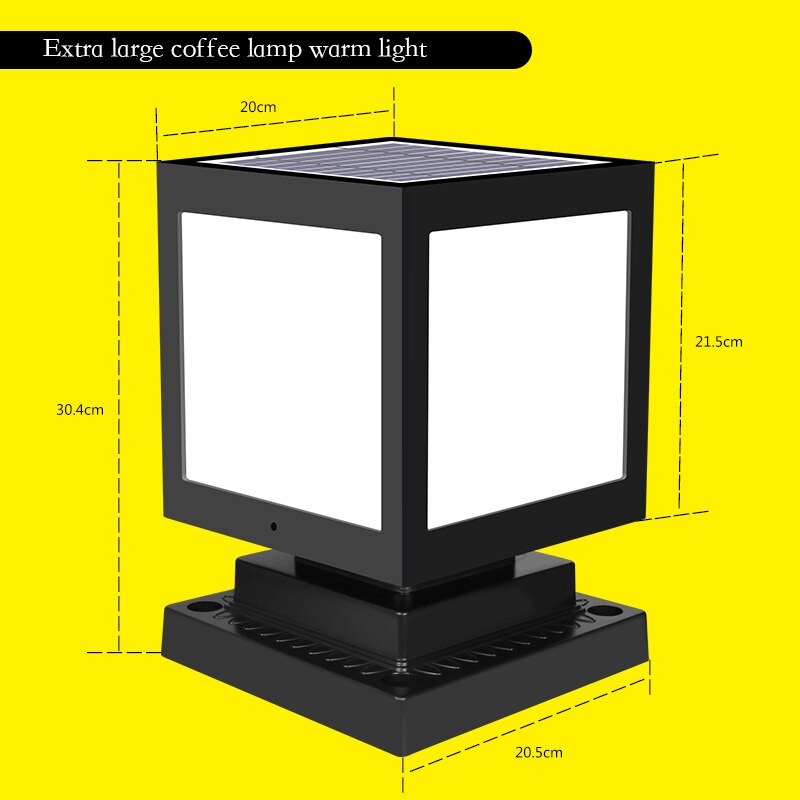 LED Solar Column Headlight Solar Powered Pillar Lamp Outdoor Waterproof Wall Light for Villa Courtyard Landscape Garden Decor: D warm white