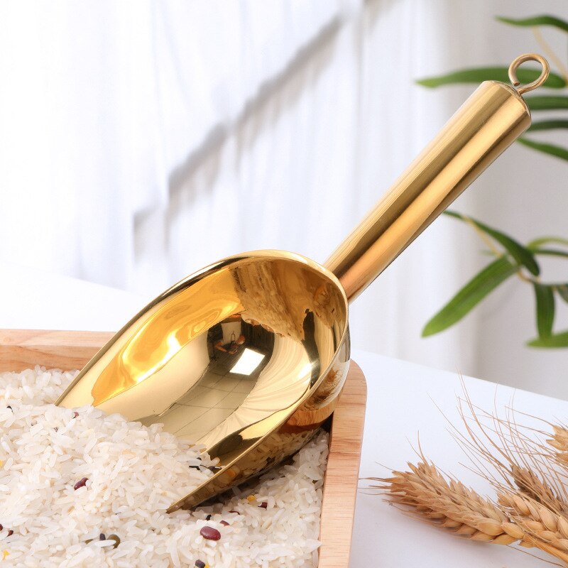 Cucharas de acero inoxidable para hacer cubitos de hielo, cucharas coloridas para harina, cucharas de comida, utensilios de cocina para Buffet, 1 unidad