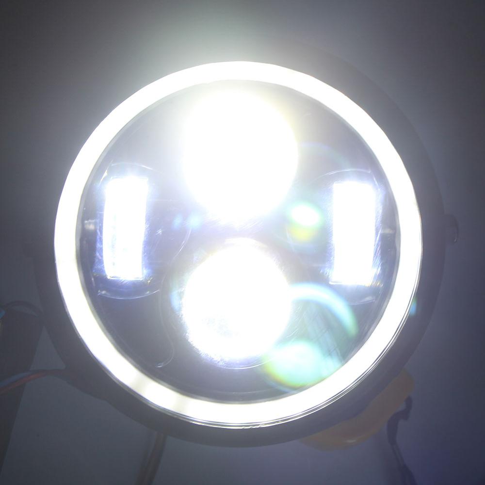 6.5 " ronde motorfiets led koplamp met witte halo angel eye voor sportster cafe racer bobber