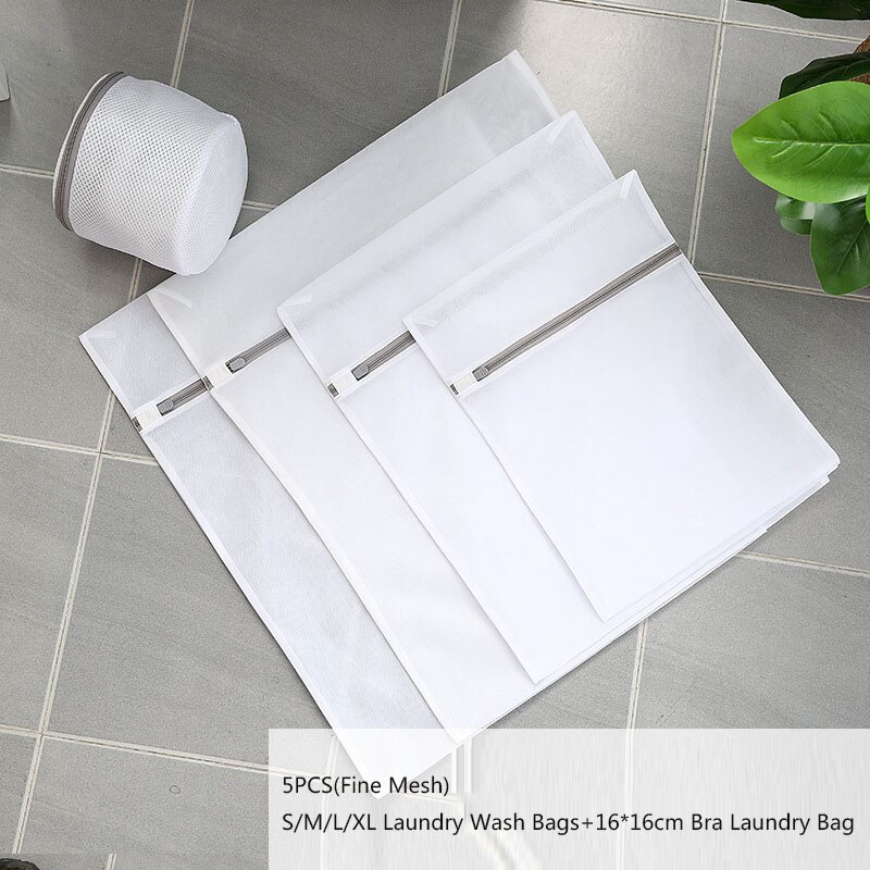 1/4/5 st / set mesh tvättpåse underkläder tvättpåsar resor specialkläder vårdväska tvättmaskin kläder skyddsnät: 5 stycken-grå