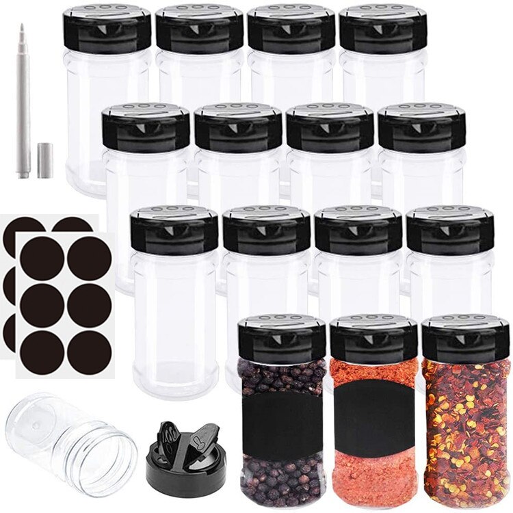 230Ml 15/20Pcs Zout En Peper Shakers Spice Container Food Grade Materiaal Spice Organisator Bus Set Keuken