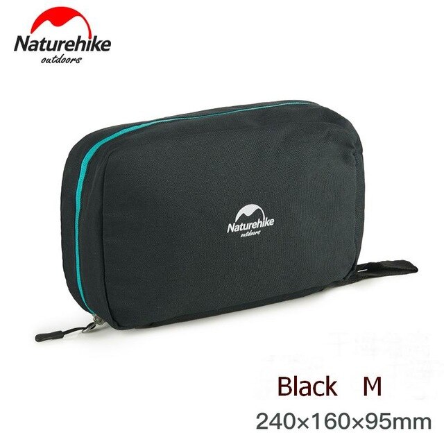 Naturehike unisex resor necessär arrangör hängande tvättpåse för badrum dusch rakning dopp kit necessär hygienväska: Svart-m