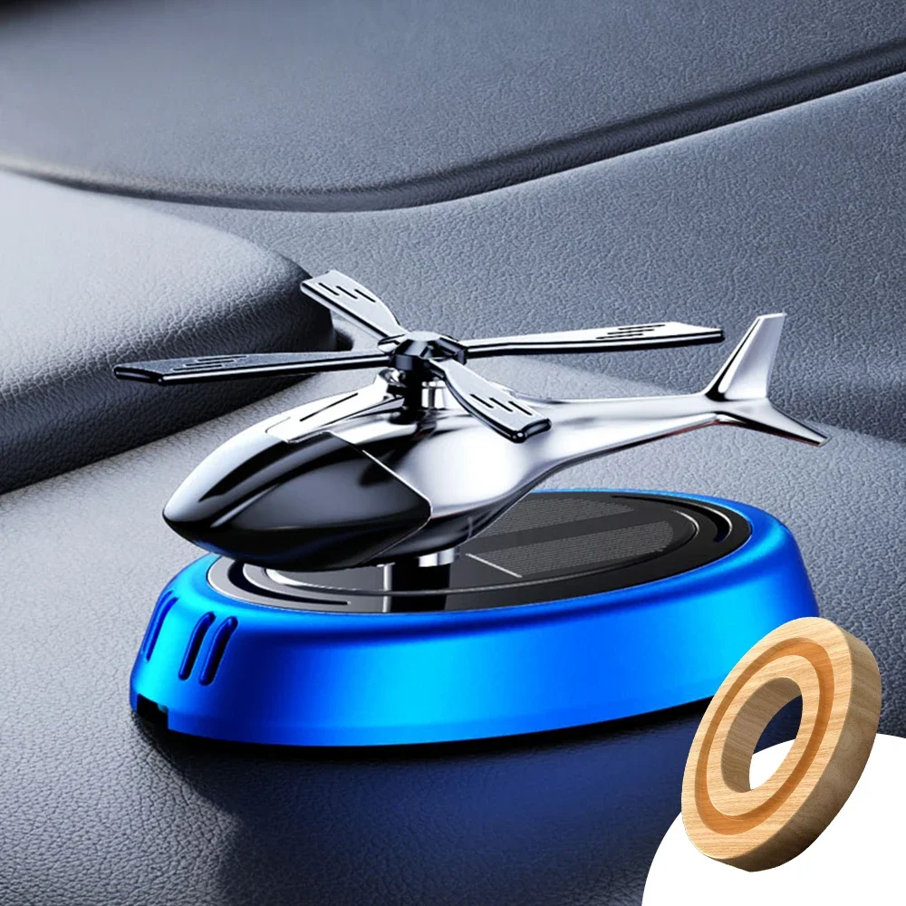 Désodorisant solaire rotatif pour voiture, diffuseur de parfum d'aromathérapie, décoration d'hélicoptère, décoration intérieure: Bleu