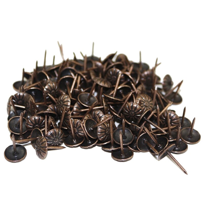 Tachuelas decorativas para muebles antiguos, clavos para tapicería, tablero de corcho para muebles tapizados o proyectos de bricolaje, 100 piezas, N1HF
