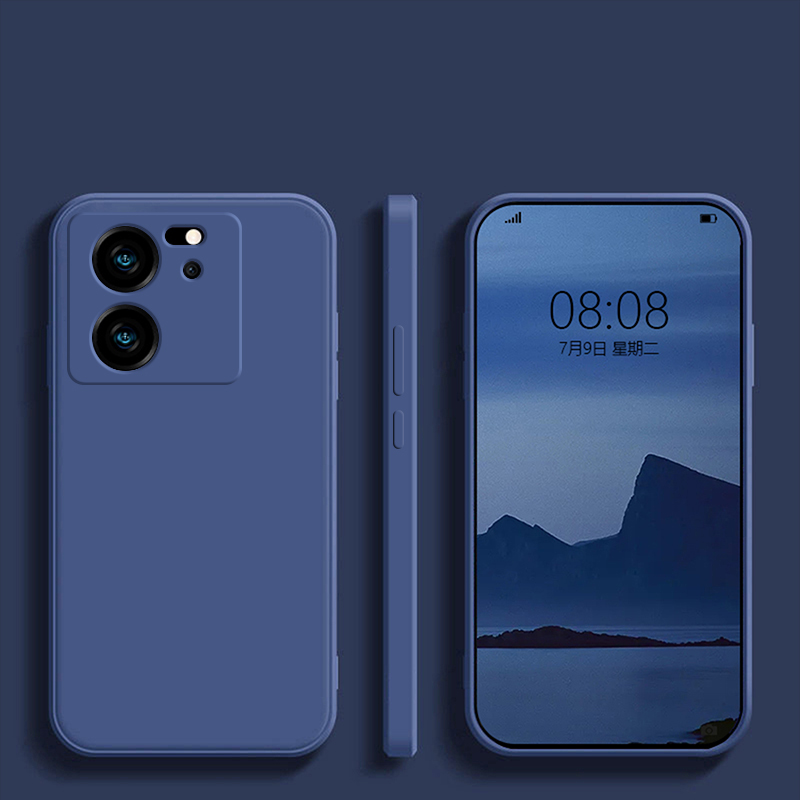 Coque de téléphone carrée en silicone liquide pour Xiaomi, coque arrière souple, couverture de luxe, Mi 13T, Mi 13 T Pro, Mi 13T Pro, 5G: silicium / Bleu