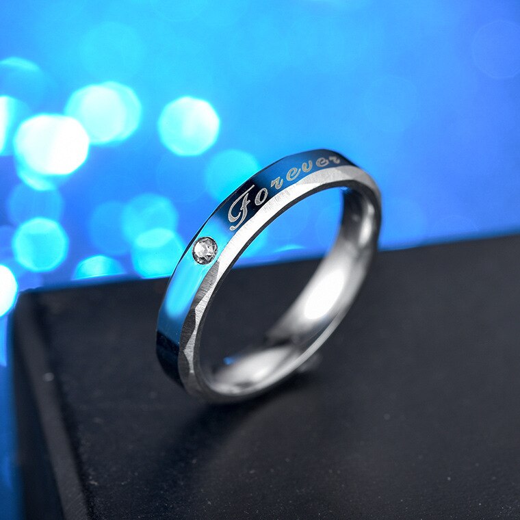 Aroutty – bague de mariage bleu pour homme et femme, en acier inoxydable, cœur de fiançailles, amour éternel