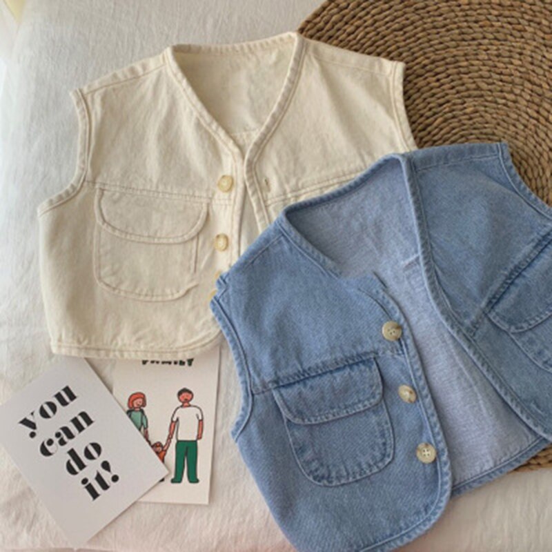 Del bambino del cowboy Della Maglia 2020 di Autunno della Molla Dei Vestiti Dei Bambini Coreani Del bambino Del Capretti del cowboy del Cappotto Dei Bambini Senza Maniche Della Maglia
