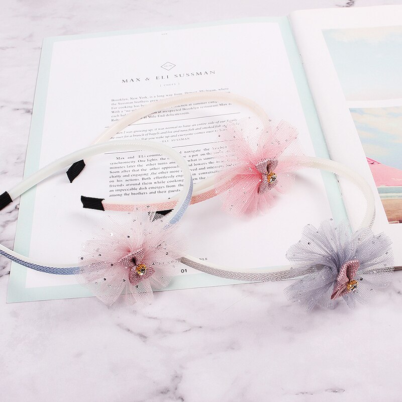 Child Bowtie Cute Hairband Girl Kids headband 1pcs Pink headwear Cartoon Lace hair accessories Hair Hoop