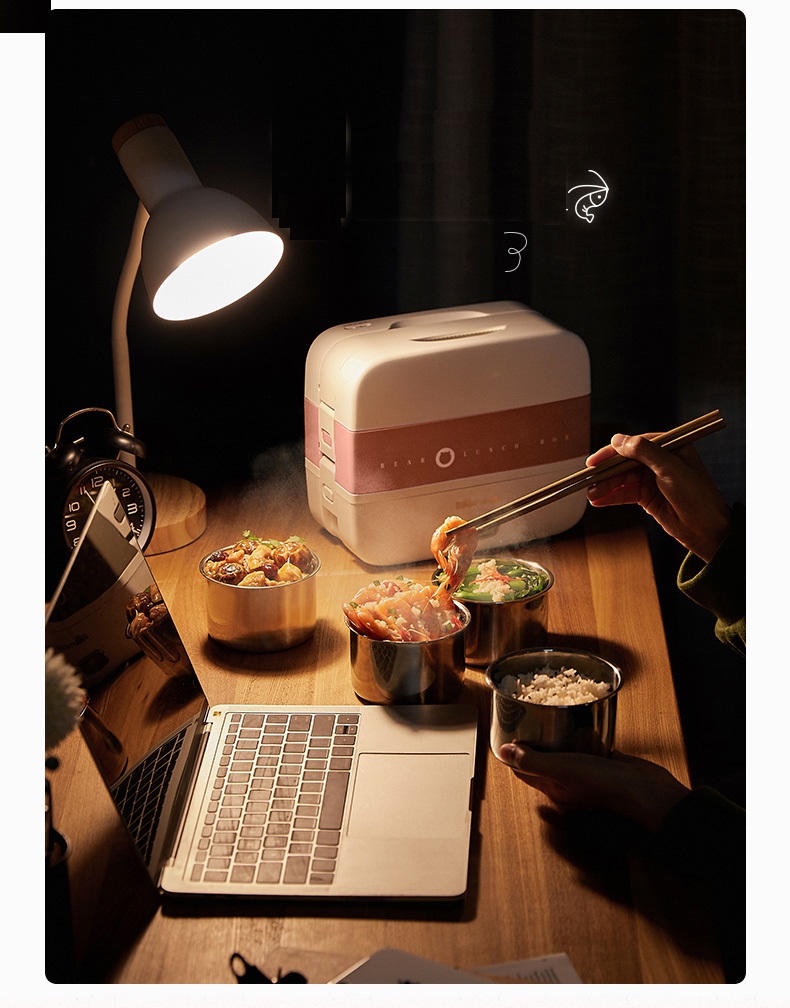 220-240V Electric Lunch Heating Box Portable Electric Multi Rice Cooker 2 Layers With 4 Liners EU/AU/UK/US Plug Available