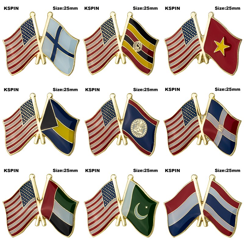 Usa Vlag Badge Vriendschap Land Vlag Badge Vlag Broche Nationale Vlag Revers Pin Internationale Reizen Pins Collecties