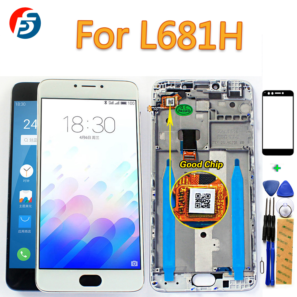 LCD Screen Assembly for Meizu M3 Note L681H - 5.5 inch 1920x1080 IPS Display Digitizer with Frame Option - Includes Tempered Glass