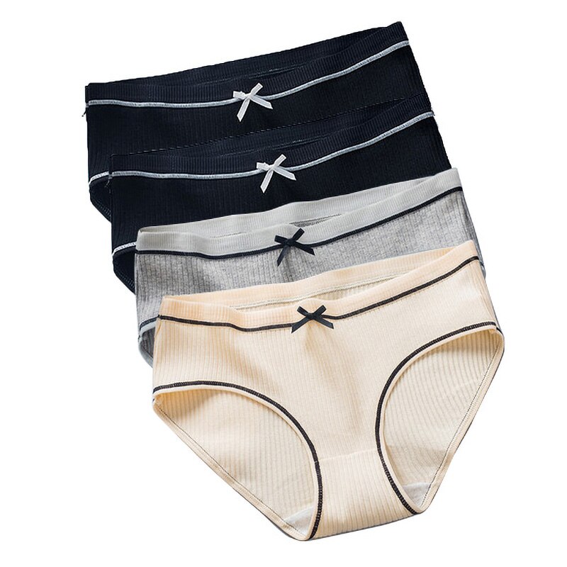 Conjunto de ropa interior de algodón para mujer, bragas de cintura media sólidas, lencería acogedora, calzoncillos tentadores, ropa interior femenina: M / NA188