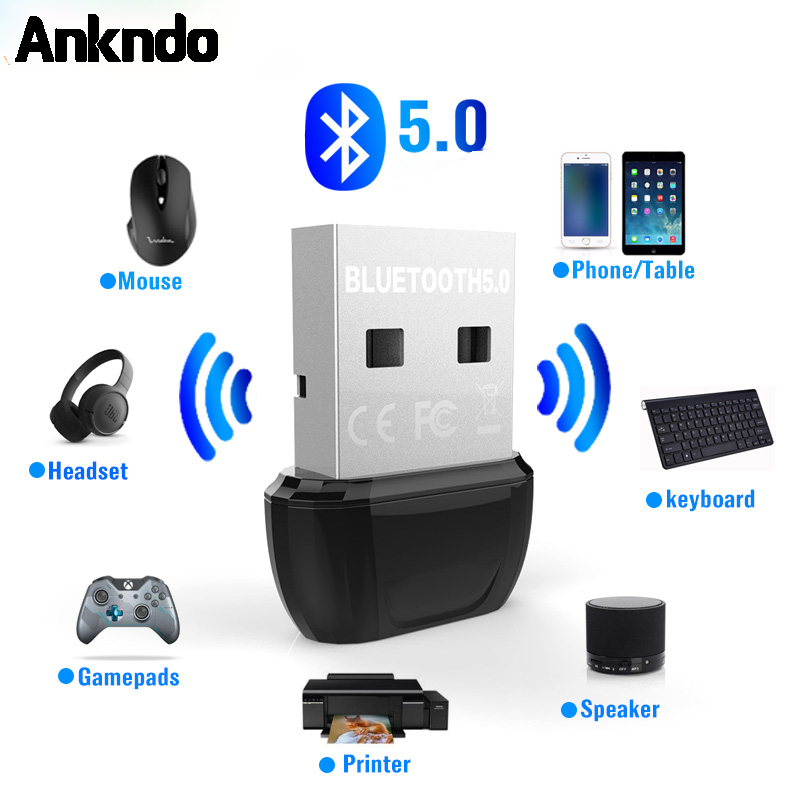 Ankndo 5.0 Usb Bluetooth Adapter Bluetooth Zender Usb Doogle Voor Pc Laptop Computer Headset Printer Draadloze Audio-ontvanger