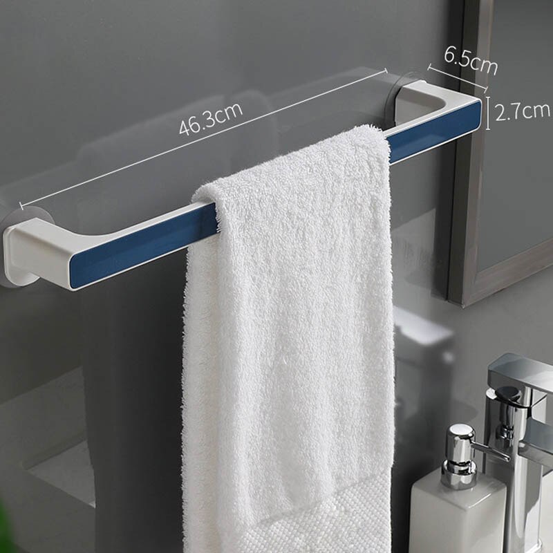 1Pc Zelfklevende Handdoek Houder Rek Muur Handdoek Hanger Badkamer Bar Plank Rolhouder Opknoping Haak Organisator: L Blue