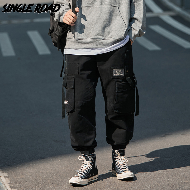 Single Road Mens Cargo Pants Men 2022 Multi Pockets Techwear Joggers Hip Hop Japanese Streetwear Trousers Baggy Pants For Men