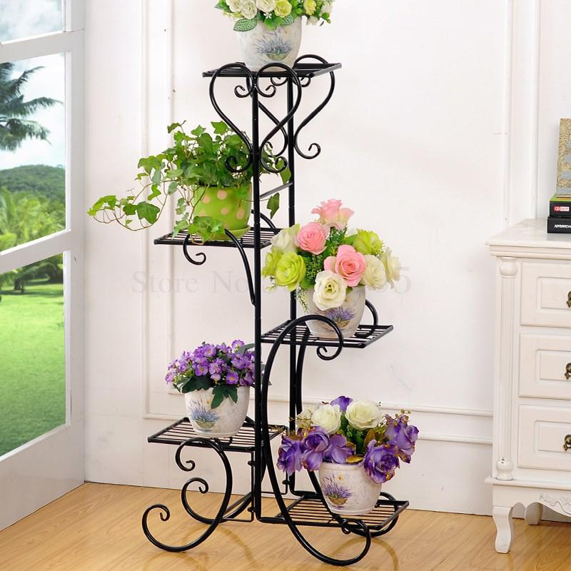 Smeedijzeren Multilayer Bloem Andere Massief Houten Bloempot Dragen Zitkamer Balkon Indoor Vloer Type Multifunctionele Opzichtige S