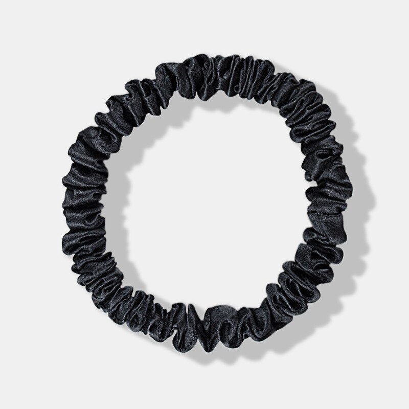 100% Echte Zijde 22 Momme Vrouwen Effen Chouchou Haarband 1Cm Brede Haarband Haaraccessoires Haarband Hoofdtooi Ladie: black