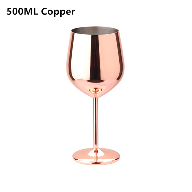 Stainless Steel Red Wine Glass Copper Plated Champagne Cup 200/500ML Goblet -Resistant Sparkling Wine Glass Cider Goblet: 500ML Copper / 1PCS