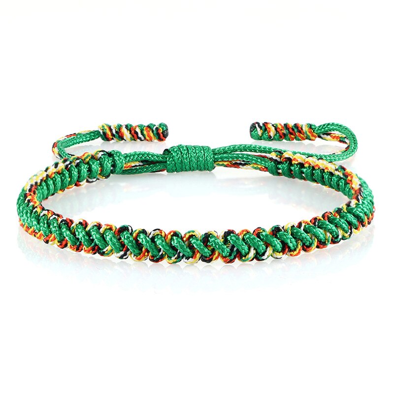 Bracelet bouddhiste tibétain Original réglable à la main porte-bonheur breloques femmes fil Bracelets et Bracelets pour hommes Couples bijoux: green-1